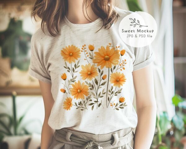 T-Shirt Mockup – Cozy Living Room Scene for POD Display - Image 5