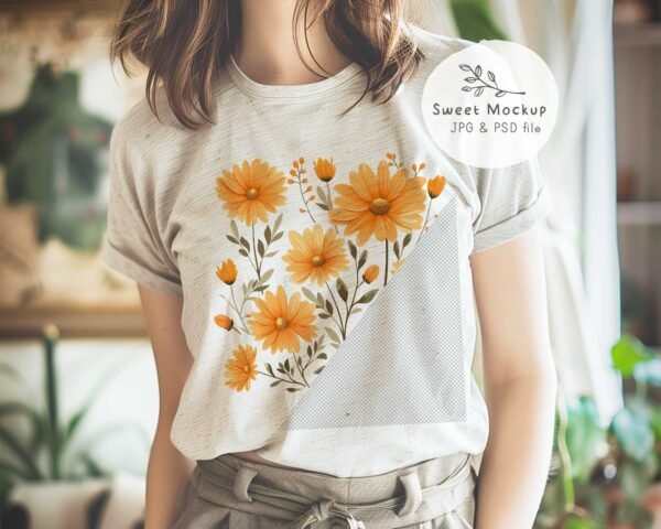 T-Shirt Mockup – Cozy Living Room Scene for POD Display - Image 4