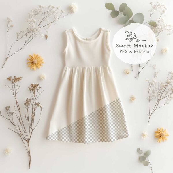 Realistic Baby Dress Mockup for Kids Clothing | Canva + PSD