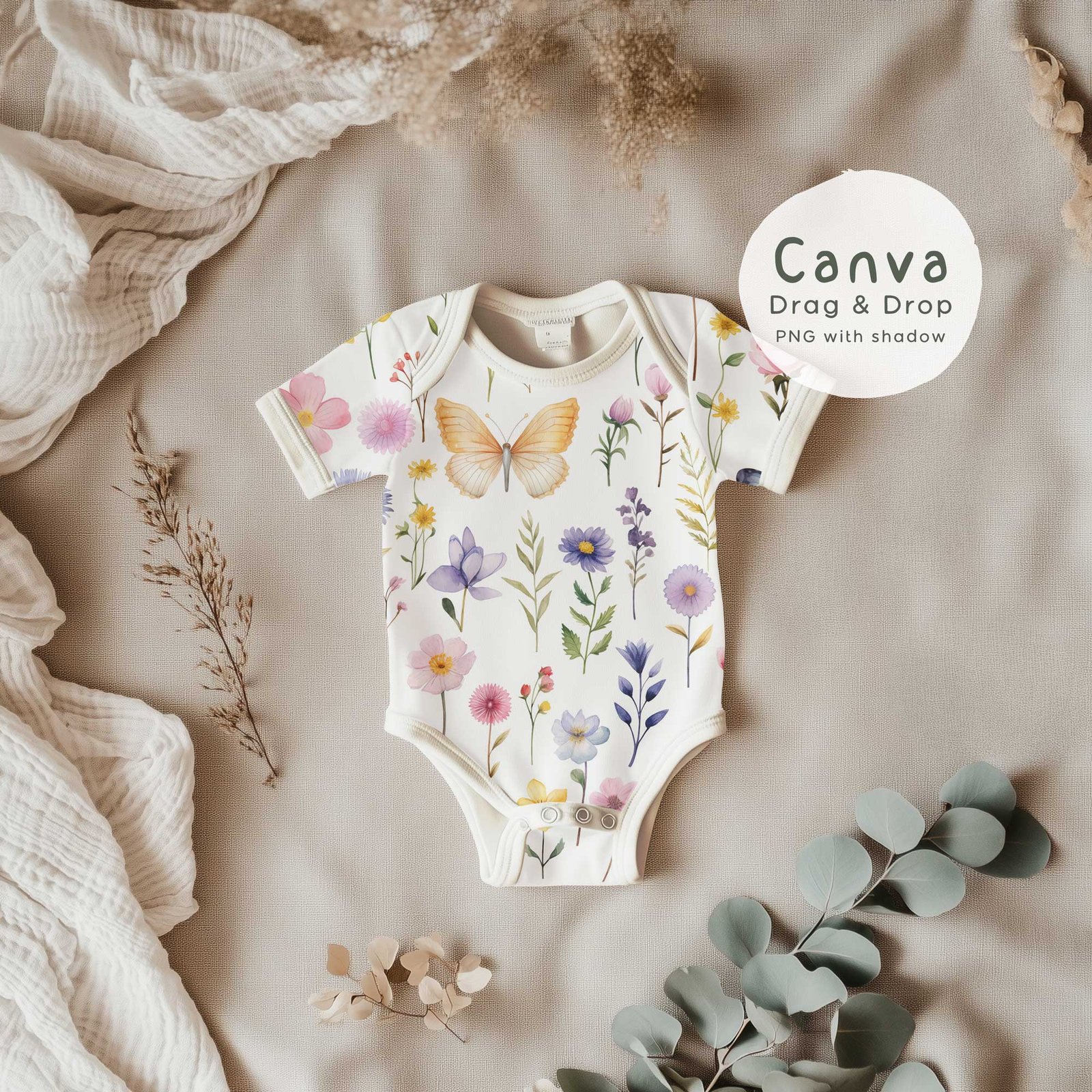 Baby romper Mockup, Canva drag & drop PNG and PSD Smart Object, - Image 8