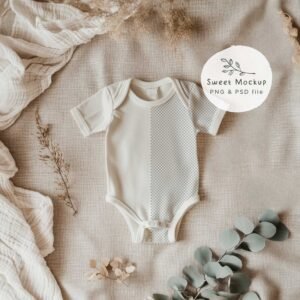 Baby romper Mockup, Canva drag & drop PNG and PSD Smart Object,