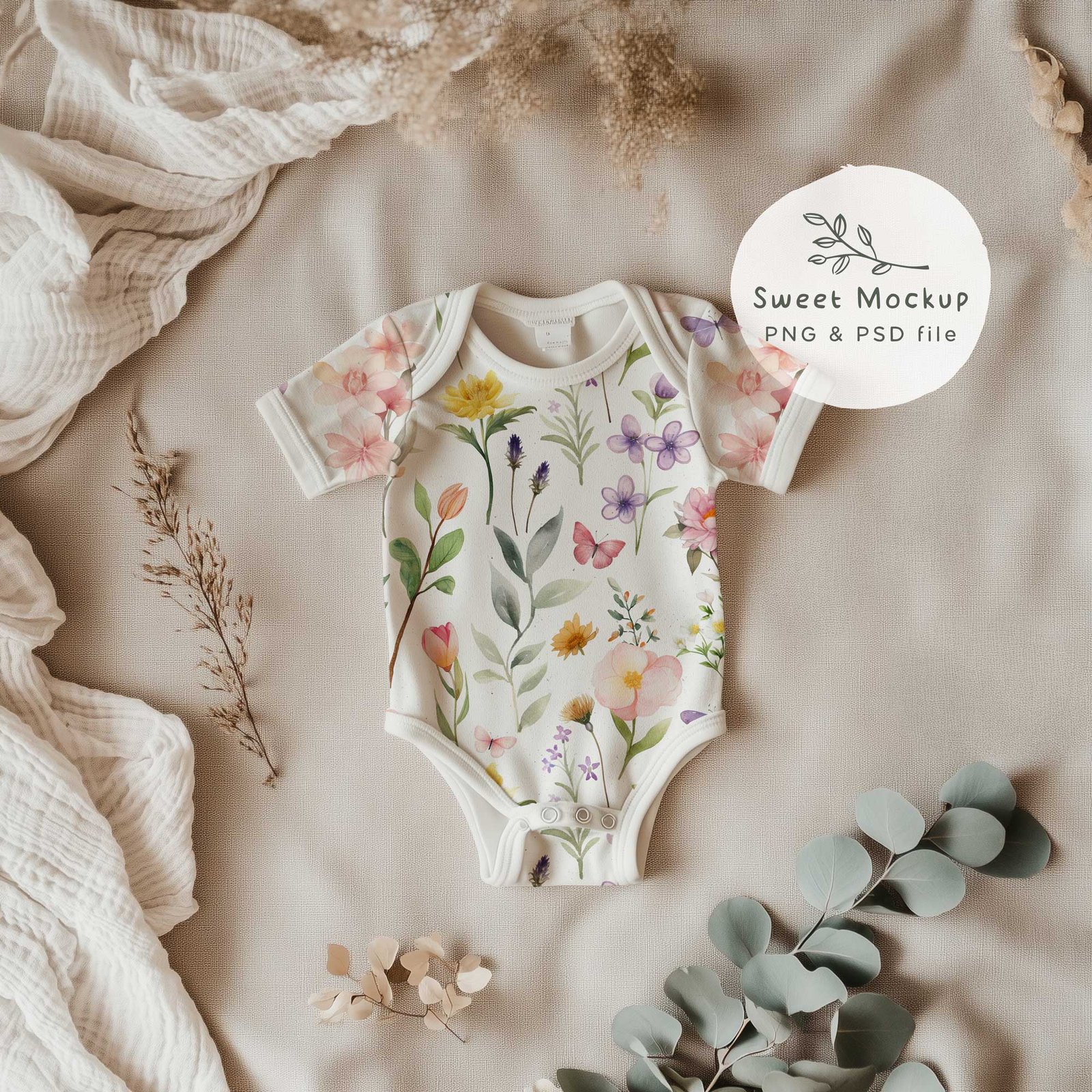 Baby romper Mockup, Canva drag & drop PNG and PSD Smart Object, - Image 2