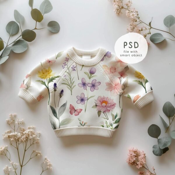 Baby Sweater Mockup, kids Clothing Mockup, PNG and PSD Smart Object, - Image 5