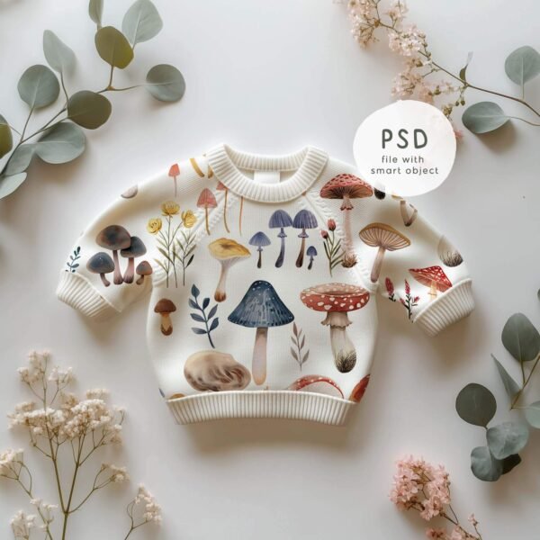 Baby Sweater Mockup, kids Clothing Mockup, PNG and PSD Smart Object, - Image 4