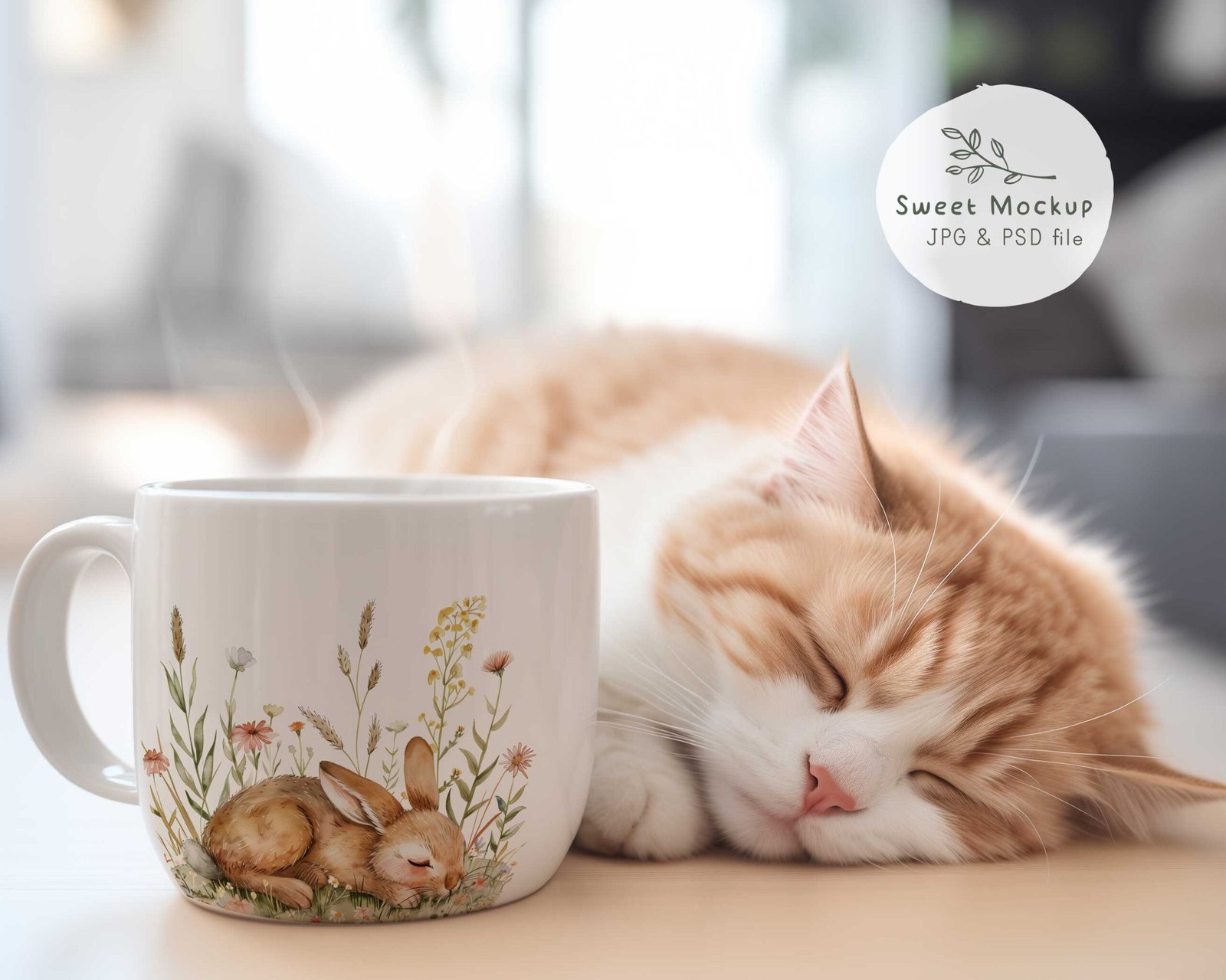 Mug Mockup with Cat – Cozy Coffee Scene (JPG & PSD) - Image 5