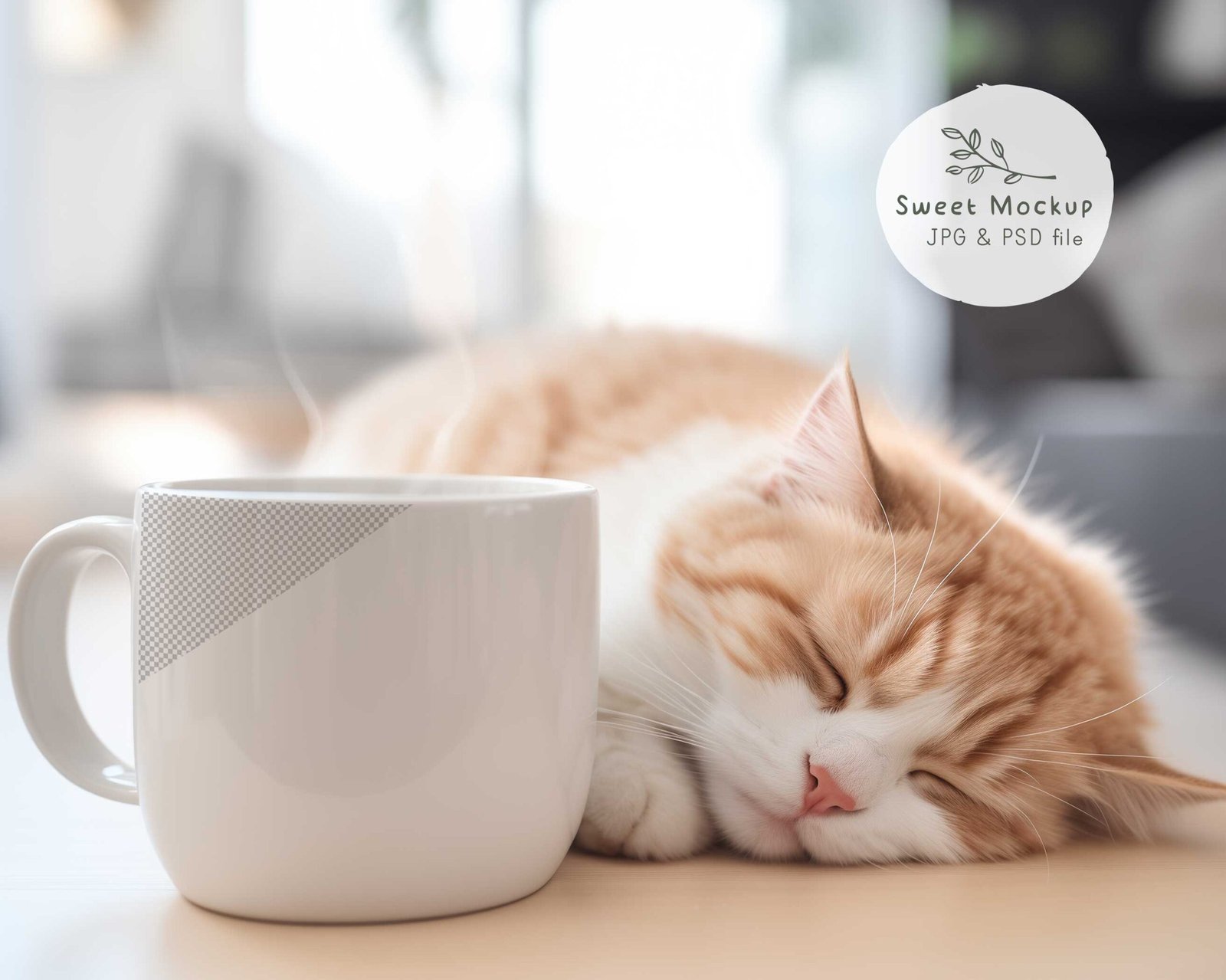 Mug Mockup with Cat – Cozy Coffee Scene (JPG & PSD) - Image 3