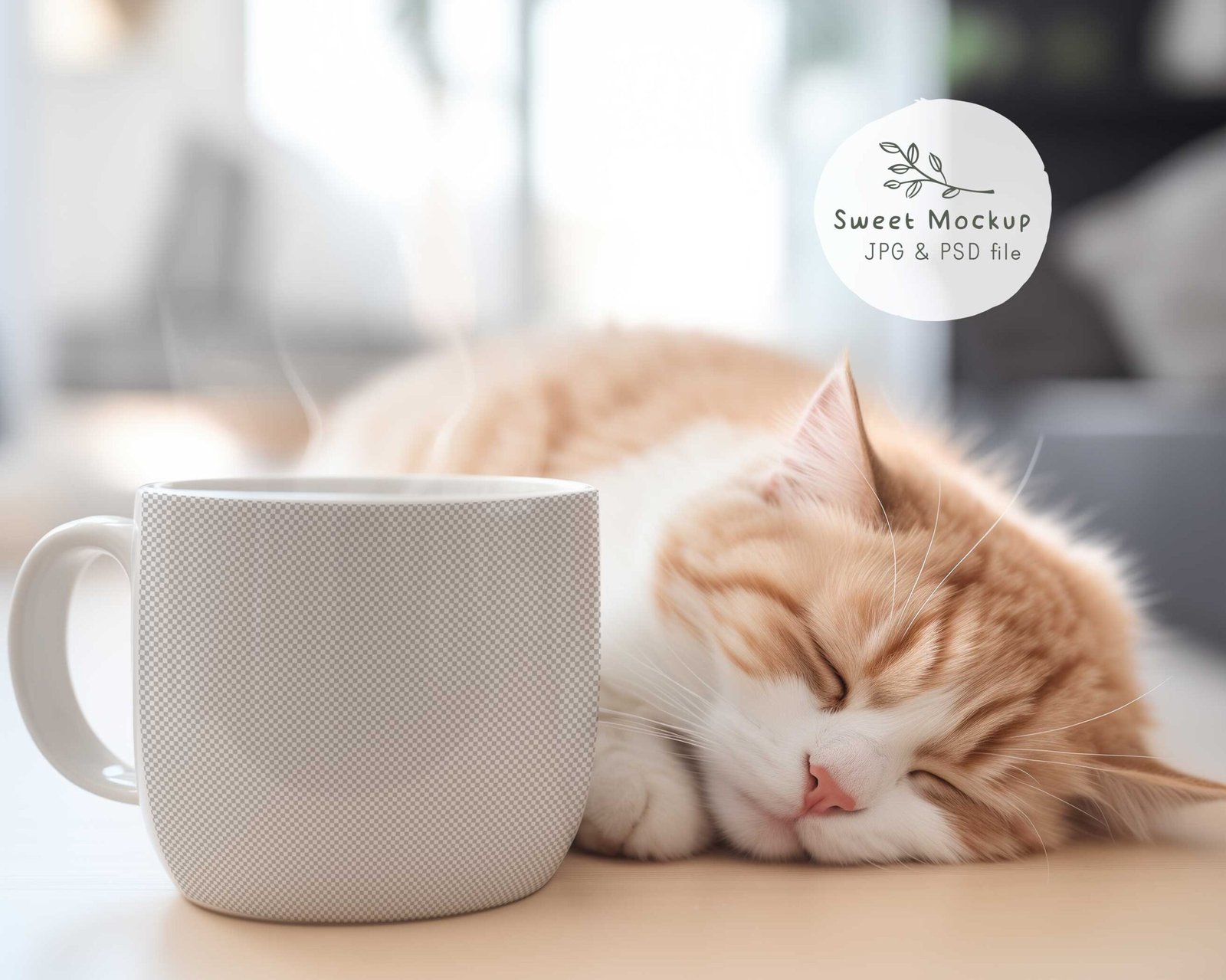 Mug Mockup with Cat – Cozy Coffee Scene (JPG & PSD) - Image 2