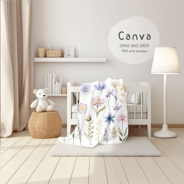 Baby Blanket Mockup – Realistic Nursery Room Scene - Image 3