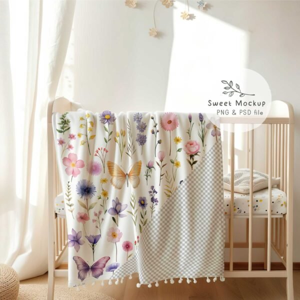 Blanket Mockup Over Crib with Natural Light - Image 5