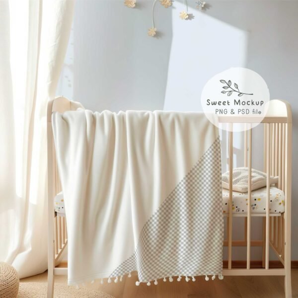 Blanket Mockup Over Crib with Natural Light - Image 3