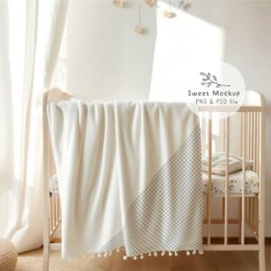 Blanket Mockup Over Crib with Natural Light