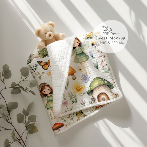 Blanket Mockup with Soft Natural Light in Nursery - Image 5