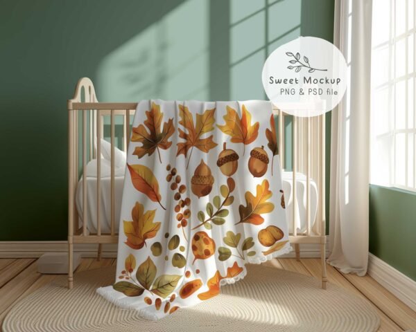 Blanket Mockup Over Crib with Natural Light - Image 3
