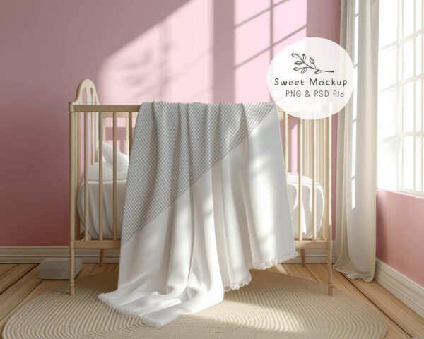 Blanket Mockup Over Crib with Natural Light - Image 5