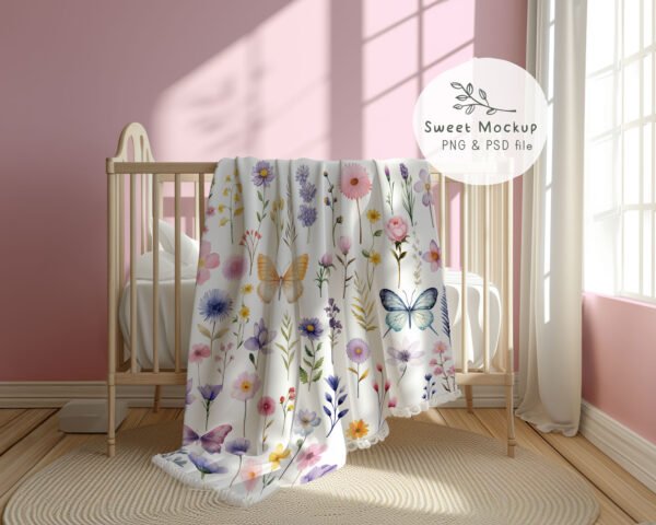 Blanket Mockup Over Crib with Natural Light - Image 6