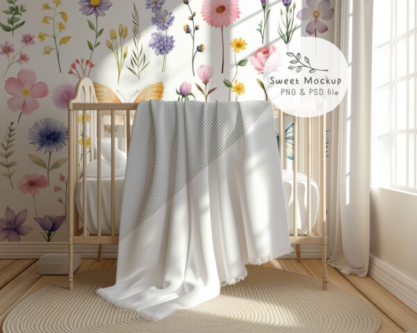 Blanket Mockup Over Crib with Natural Light - Image 7