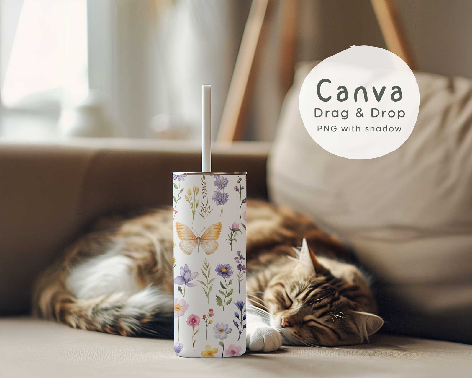 Tumbler Mockup with Cat – Realistic Cozy Scene for Designers - Image 9