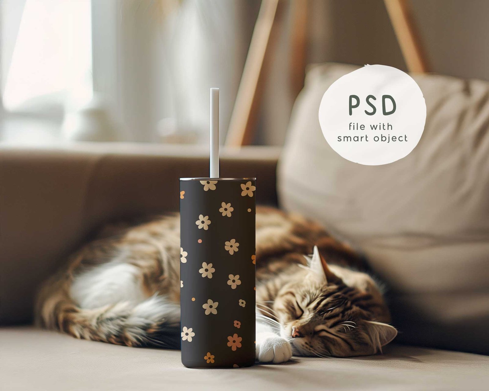 Tumbler Mockup with Cat – Realistic Cozy Scene for Designers - Image 8