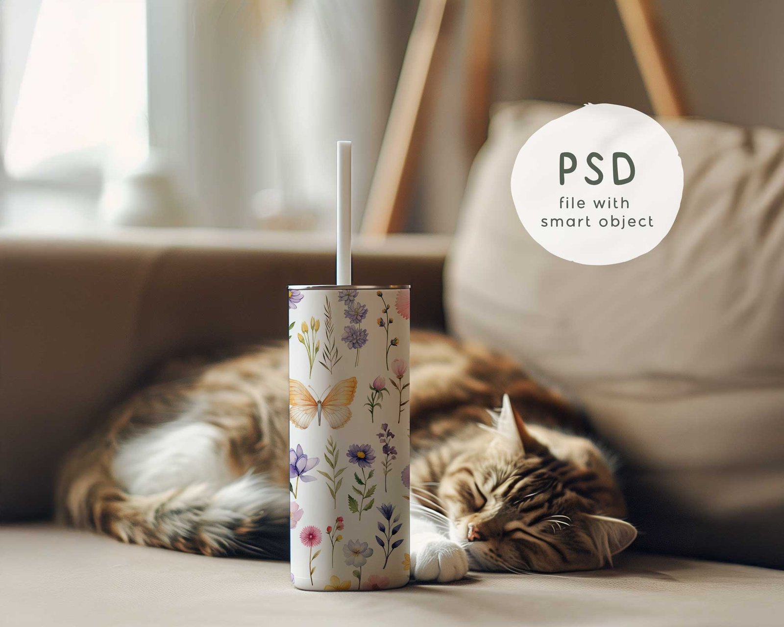 Tumbler Mockup with Cat – Realistic Cozy Scene for Designers - Image 7
