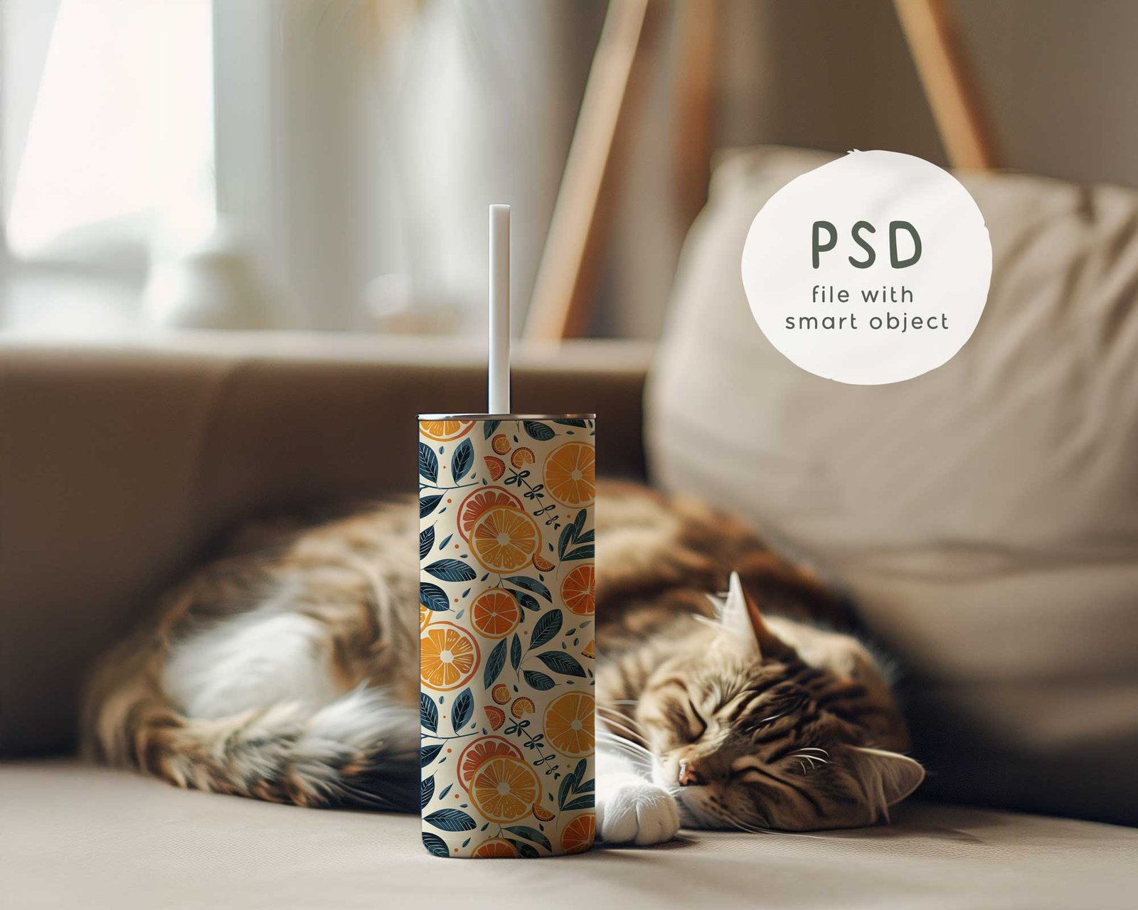 Tumbler Mockup with Cat – Realistic Cozy Scene for Designers - Image 6