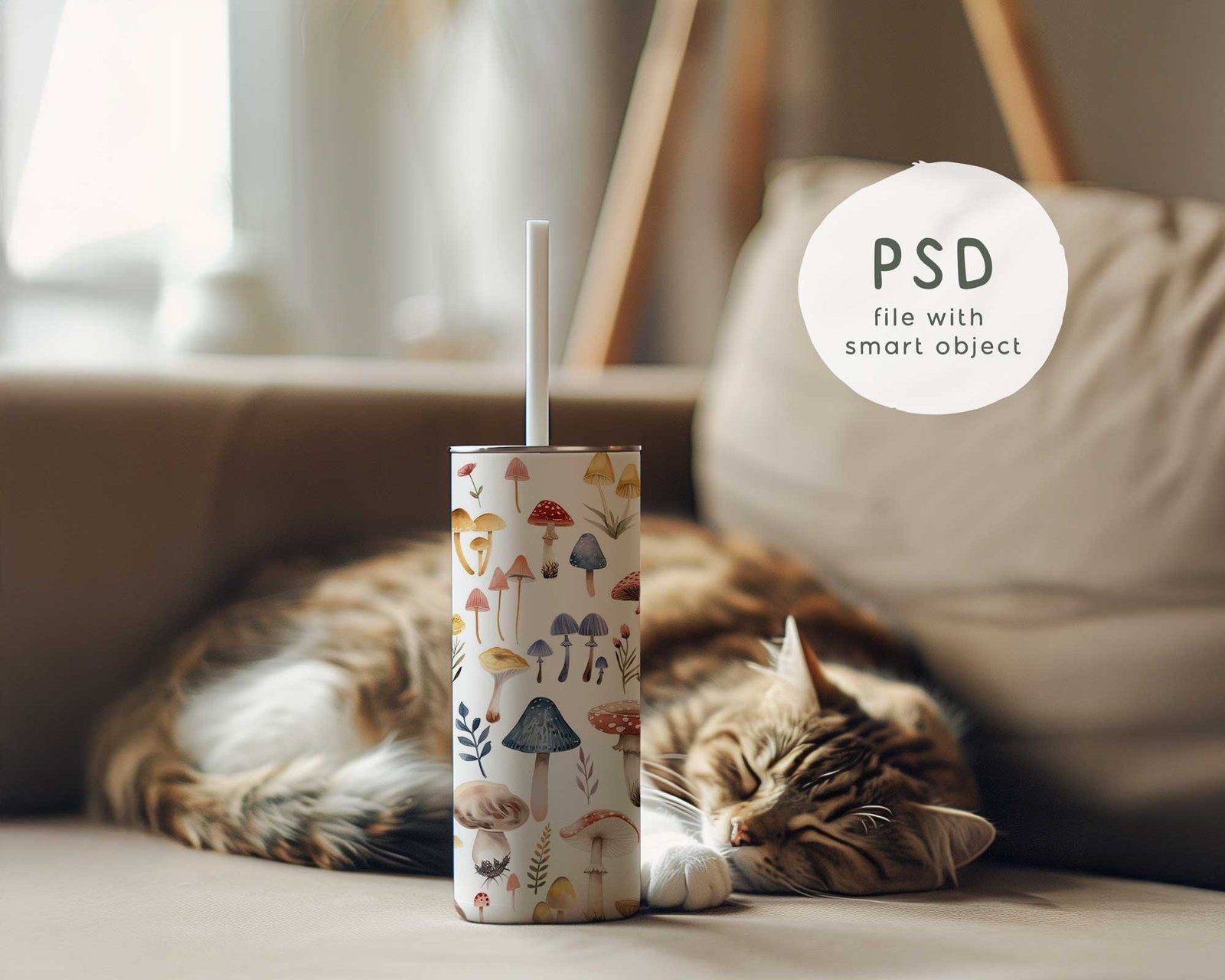 Tumbler Mockup with Cat – Realistic Cozy Scene for Designers - Image 4