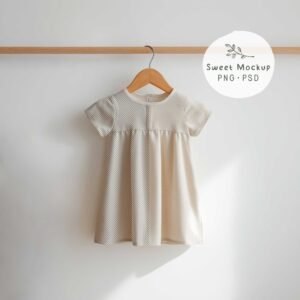 Baby Girl Dress Mockup, minimalistic Mockup, PNG and PSD Smart Object,