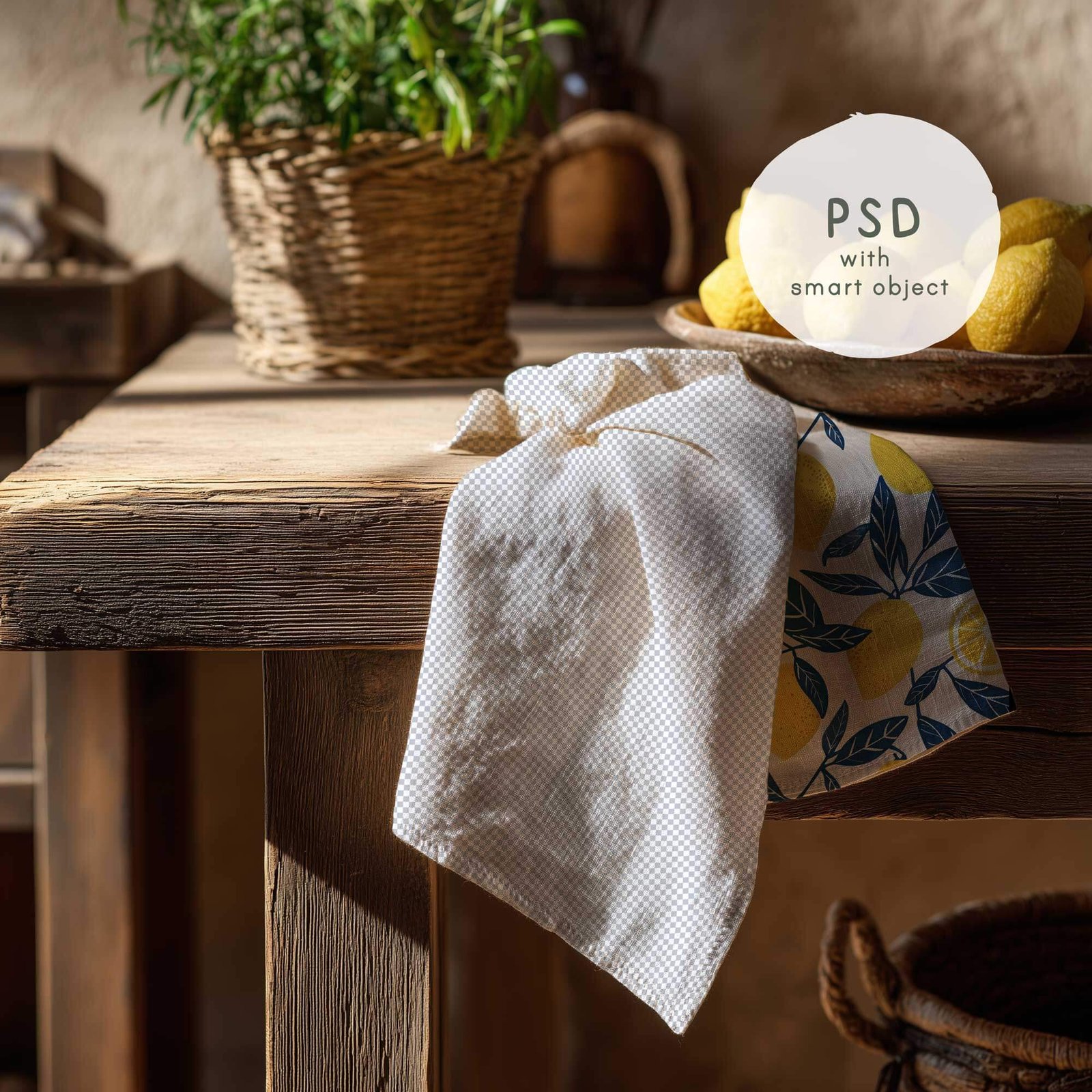 Tea Towel Mockup in Rustic Kitchen with lemonsπ β PNG & PSD - Image 9